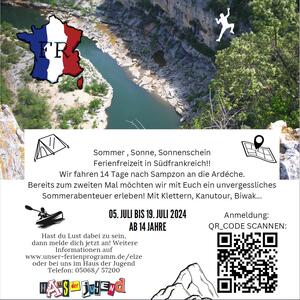 Flyer zur Ferienfreizeit 2024 in S&uuml;dfrankreich