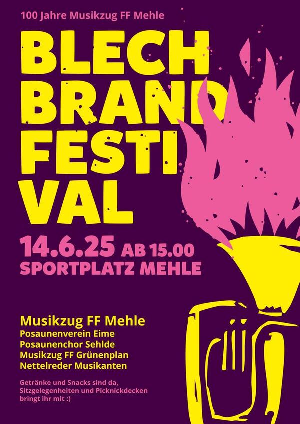 Einladung zum Blechbrandfestival des Musikzuges Mehle