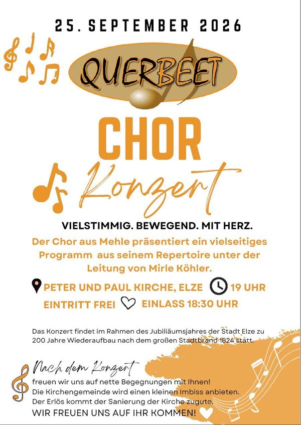 Einladung zum Konzert des Kirchenchores "Querbeet"