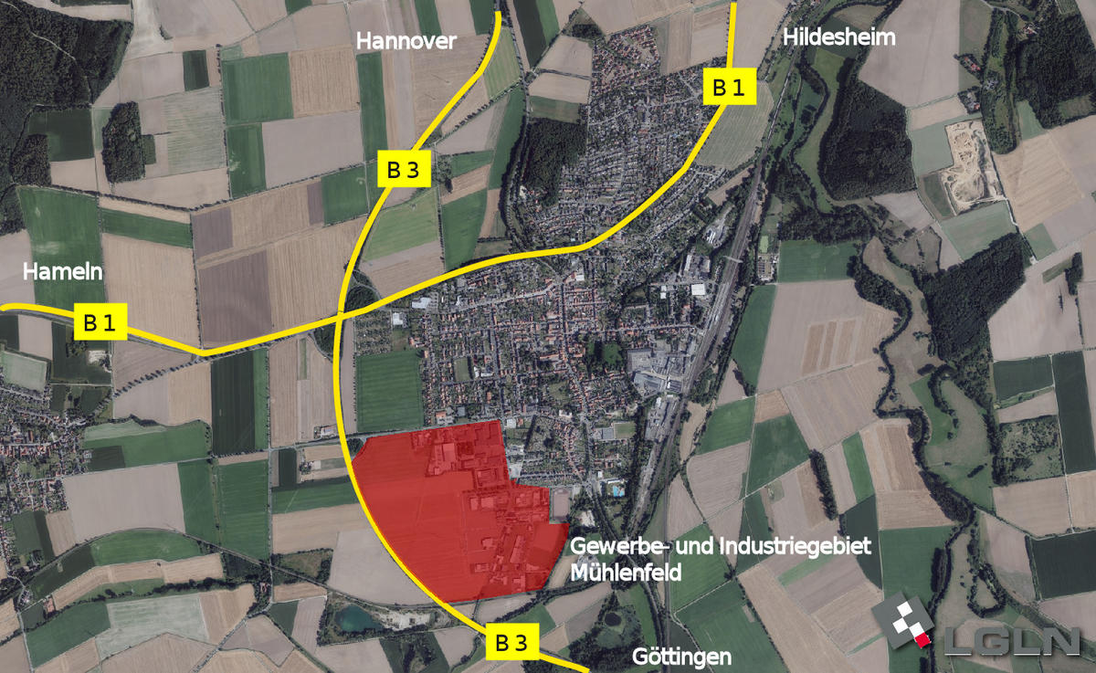 Gewerbegebiet Mühlenfeld - Lage