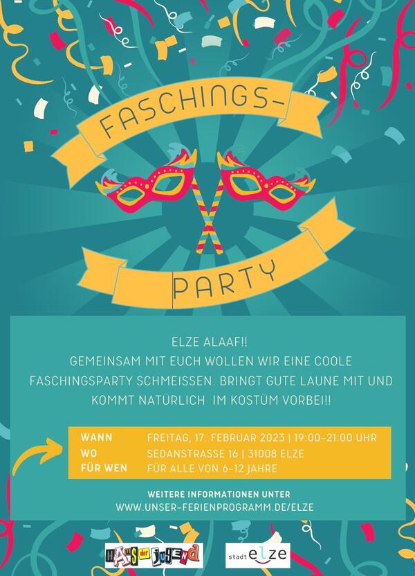 Flyer zur Faschingsparty im Haus der Jugend