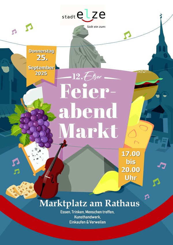 Plakat zum Elzer Feierabendmarkt am 25.09.2025